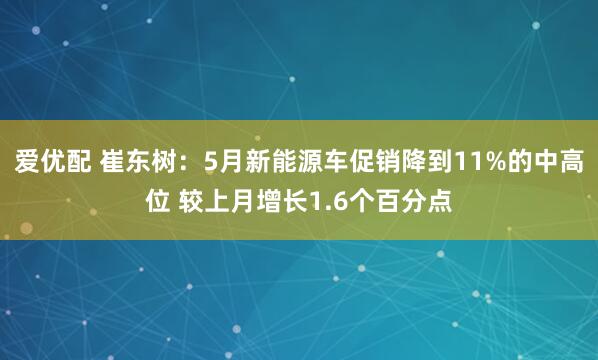 爱优配 崔东树：5月新能源车促销降到11%的中高位 较上月增长1.6个百分点