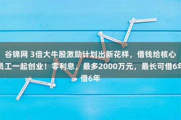 谷锦网 3倍大牛股激励计划出新花样，借钱给核心员工一起创业！零利息，最多2000万元，最长可借6年